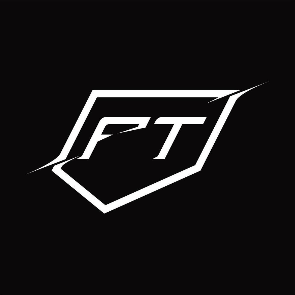 ft logo monogramma lettera con scudo e fetta stile design vettore