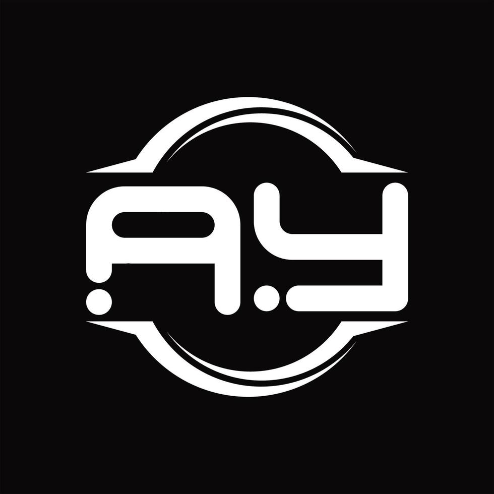 Ay logo monogramma con cerchio arrotondato fetta forma design modello vettore