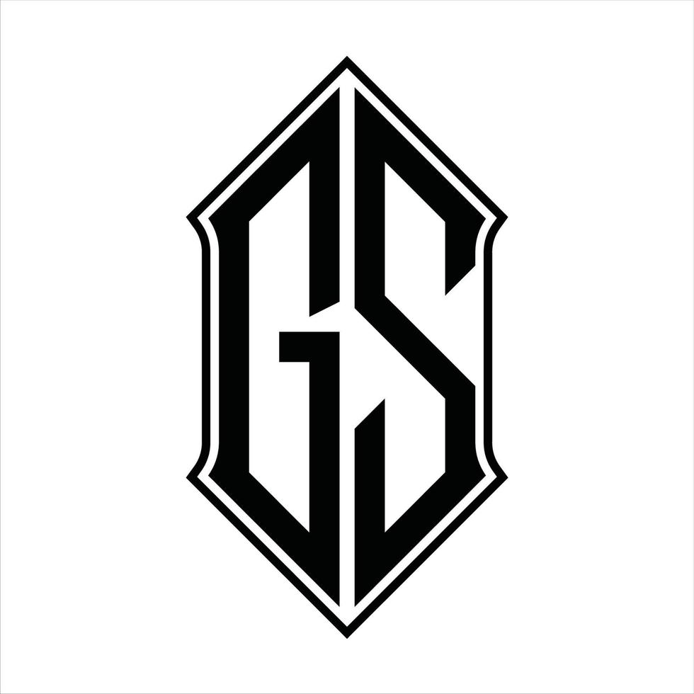 gs logo monogramma con forma di scudo e schema design modello vettore icona astratto