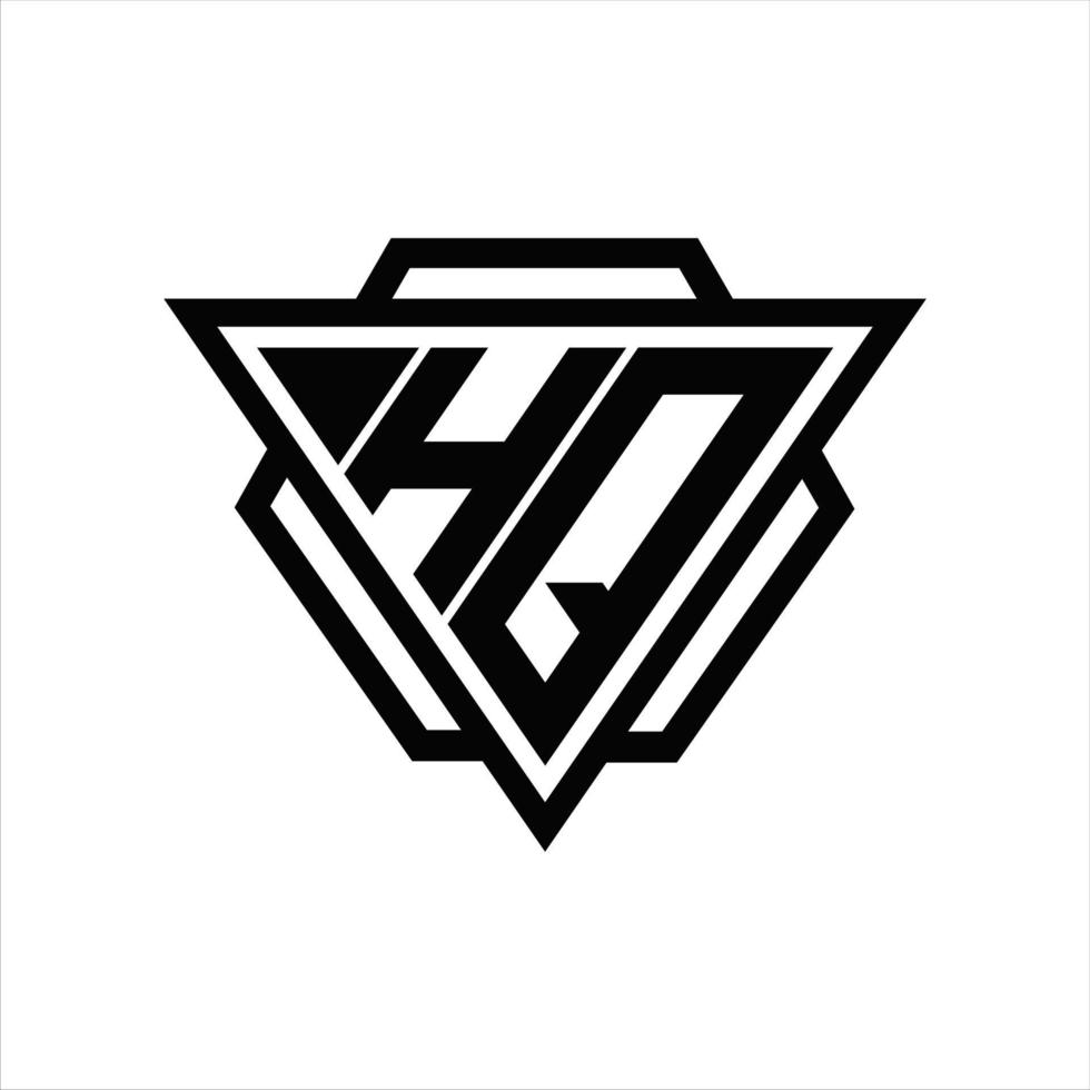 hq logo monogramma con triangolo e esagono modello vettore