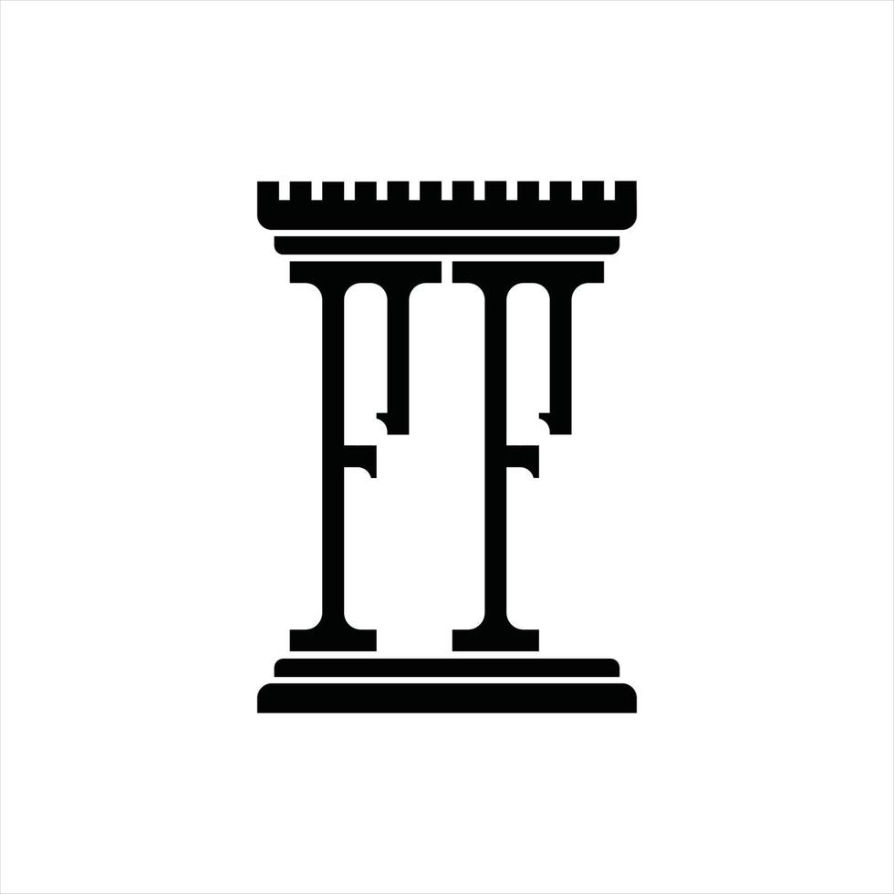 ff logo monogramma con pilastro forma design modello vettore