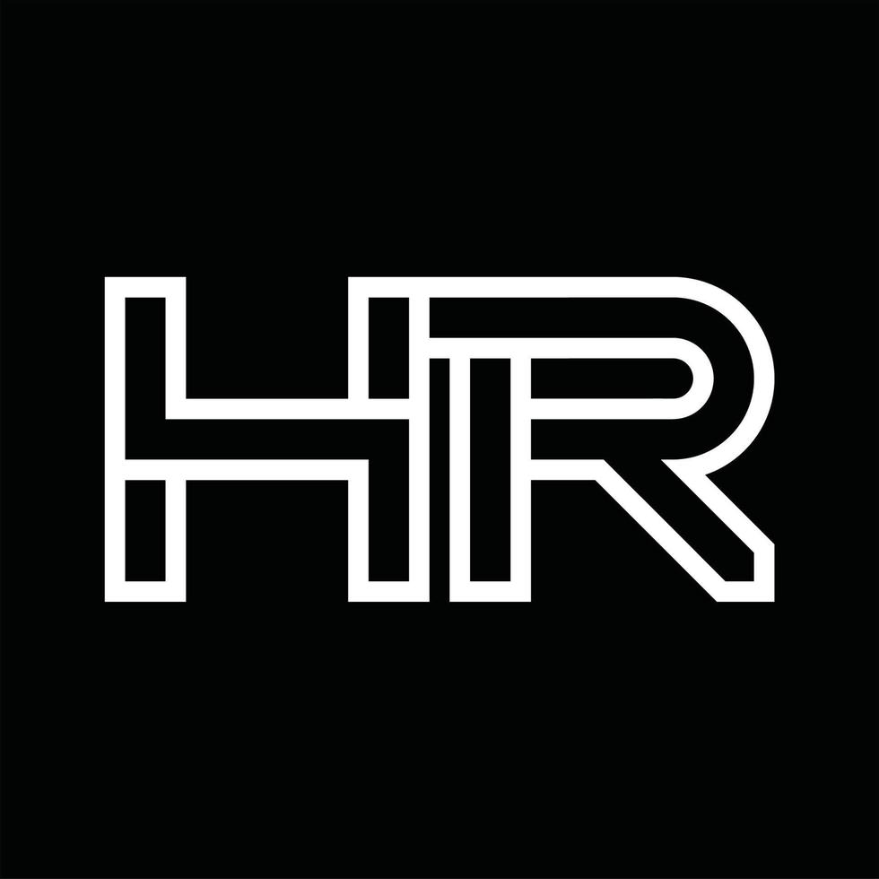hr logo monogramma con linea stile negativo spazio vettore