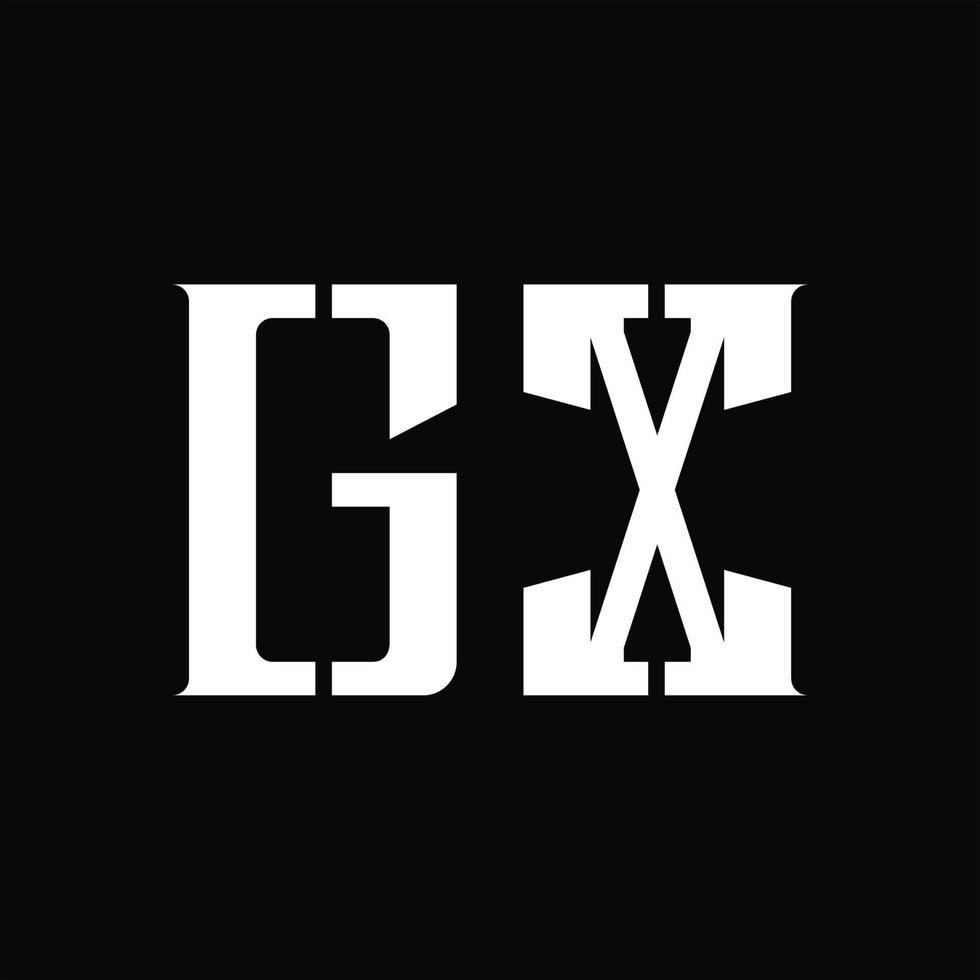 gx logo monogramma con mezzo fetta design modello vettore