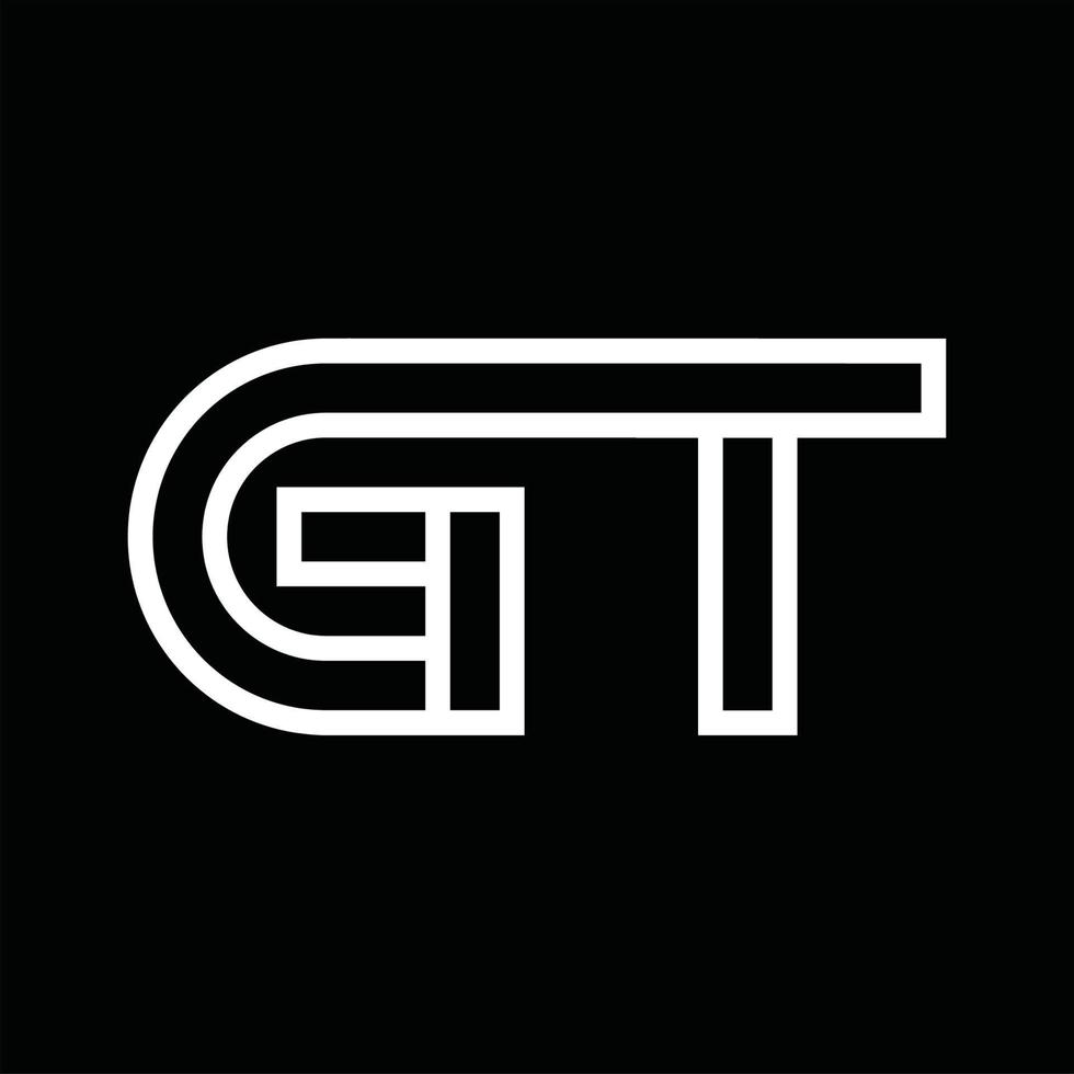 gt logo monogramma con linea stile negativo spazio vettore