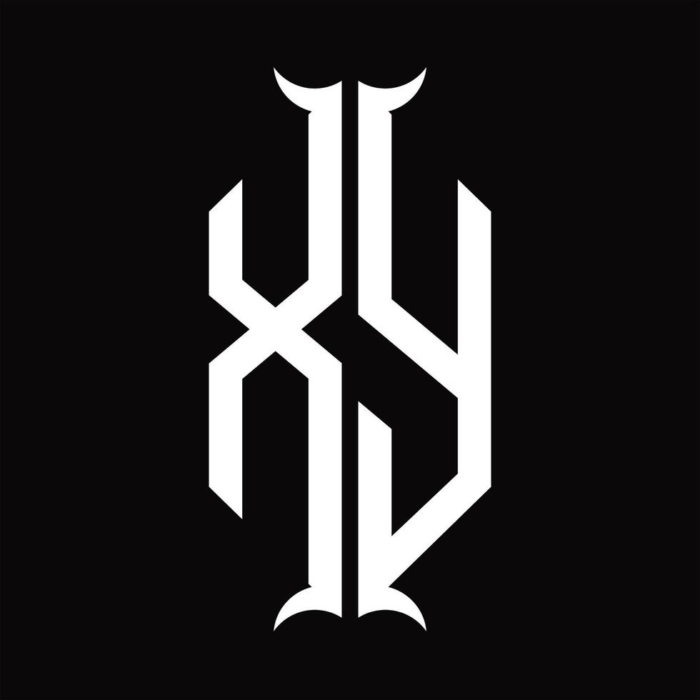 xy logo monogramma con corno forma design modello vettore