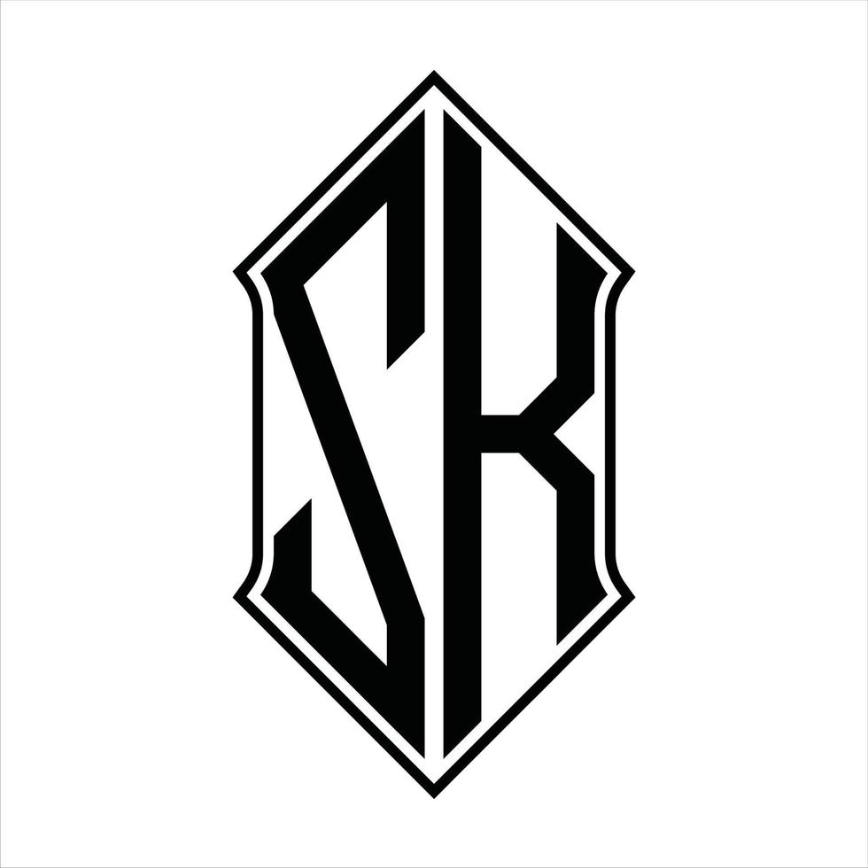 zk logo monogramma con forma di scudo e schema design modello vettore icona astratto