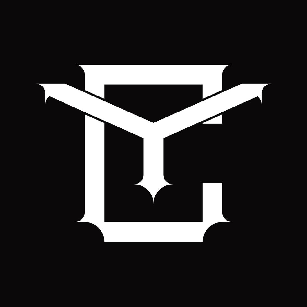 yc logo monogramma con Vintage ▾ sovrapposizione connesso stile design modello vettore