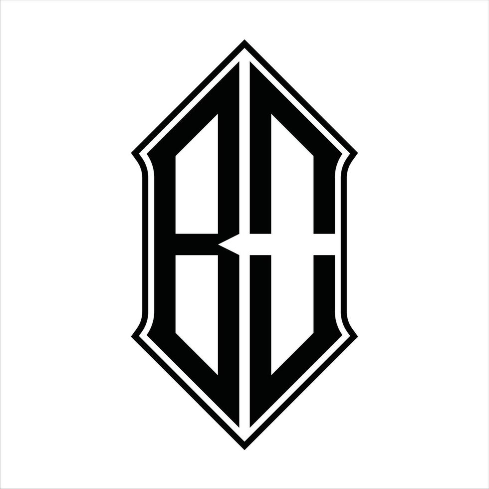 bo logo monogramma con forma di scudo e schema design modello vettore icona astratto