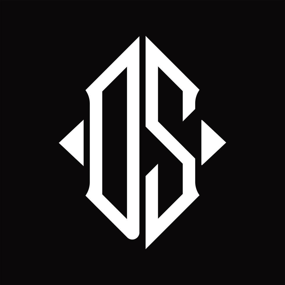 ds logo monogramma con scudo forma isolato design modello vettore