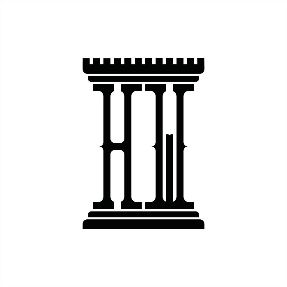 hw logo monogramma con pilastro forma design modello vettore