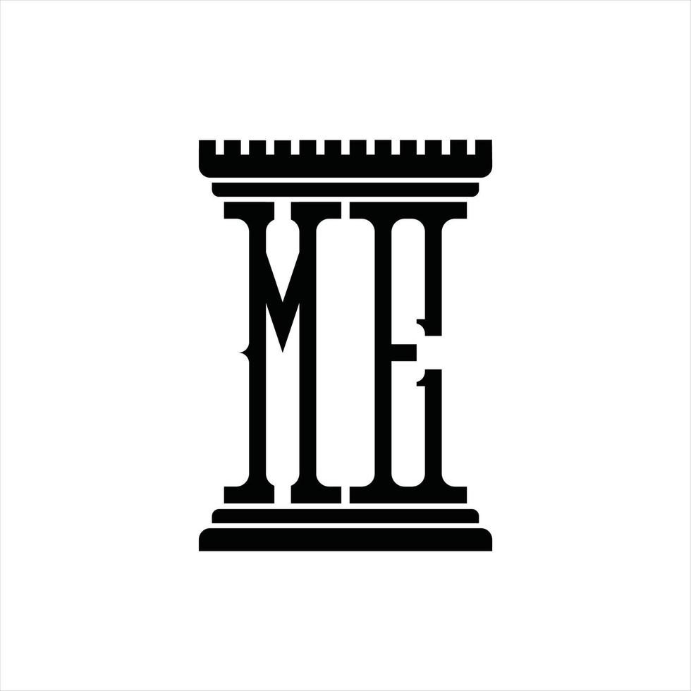 me logo monogramma con pilastro forma design modello vettore