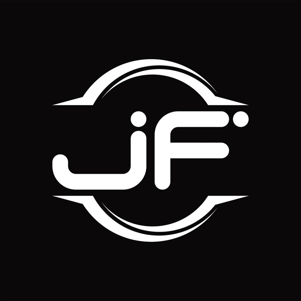 jf logo monogramma con cerchio arrotondato fetta forma design modello vettore