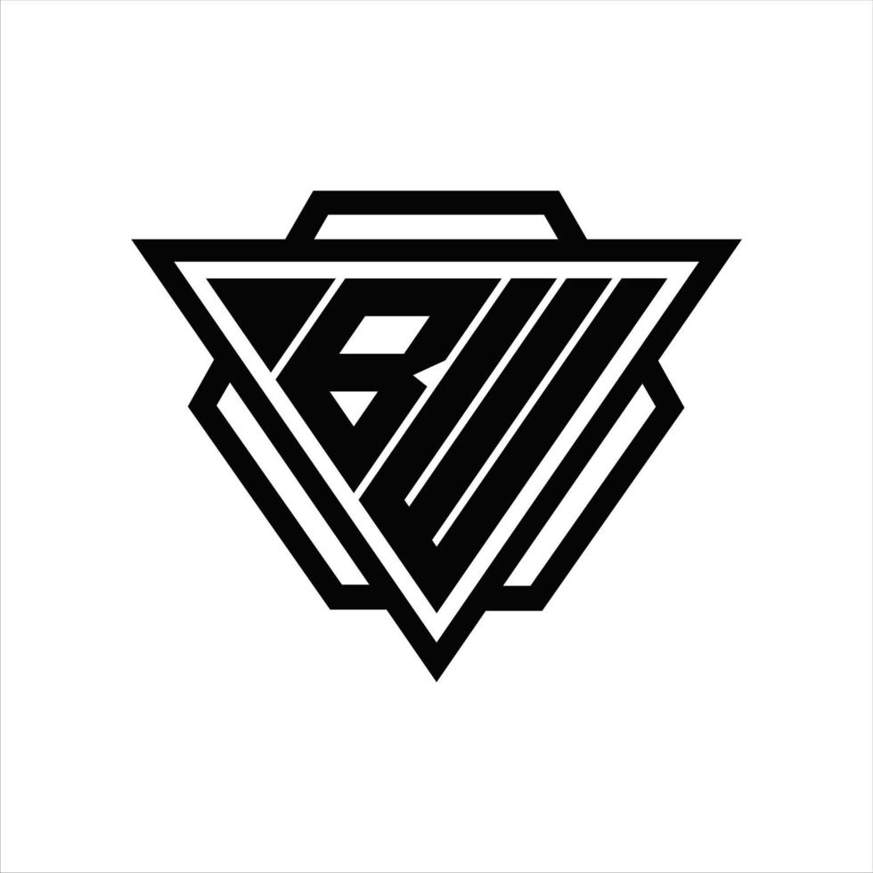 bw logo monogramma con triangolo e esagono modello vettore