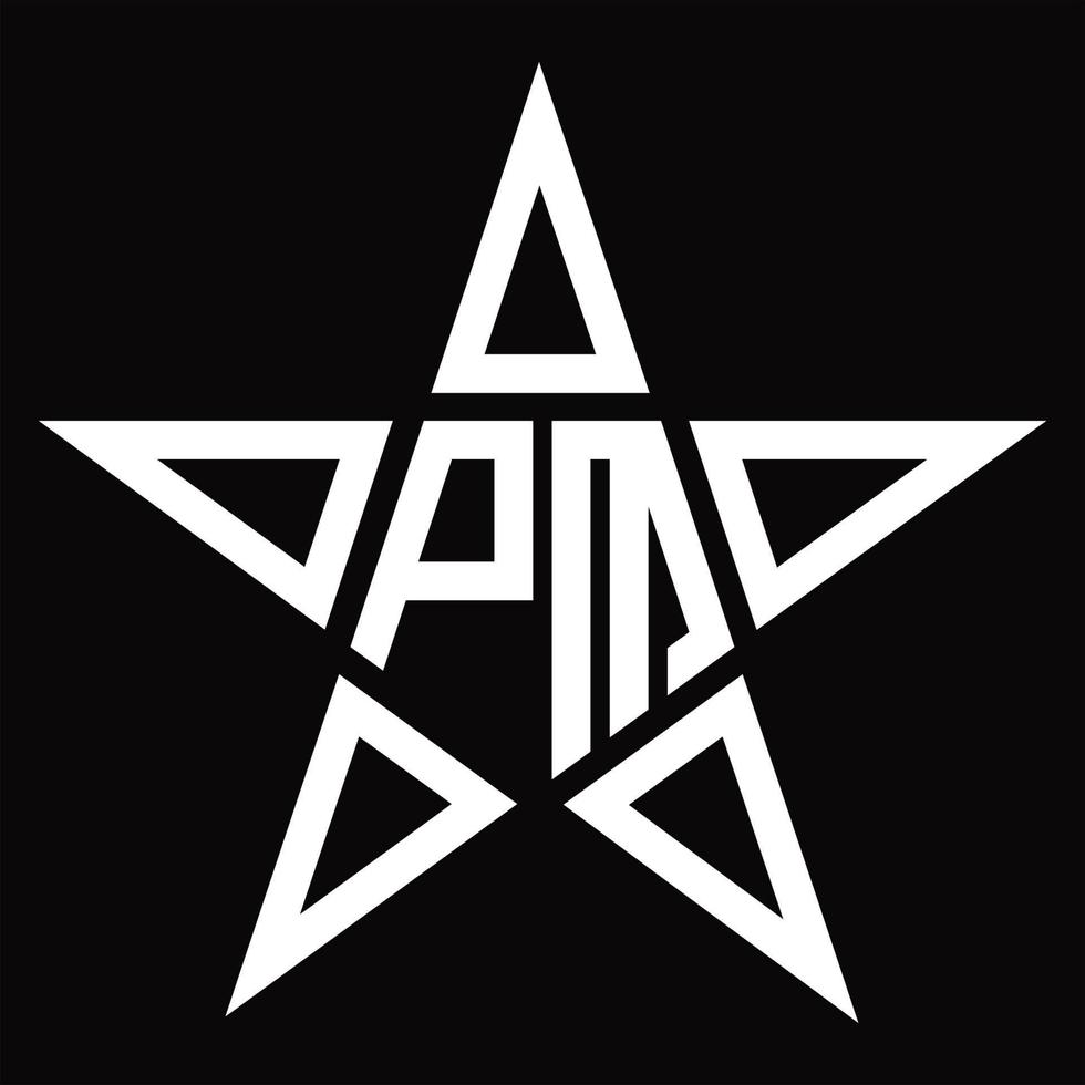 pm logo monogramma con stella forma design modello vettore