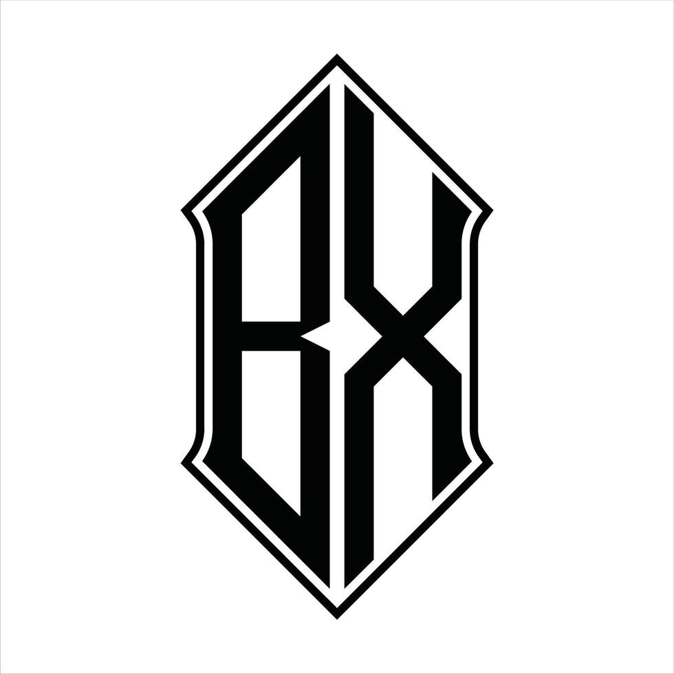 bx logo monogramma con forma di scudo e schema design modello vettore icona astratto