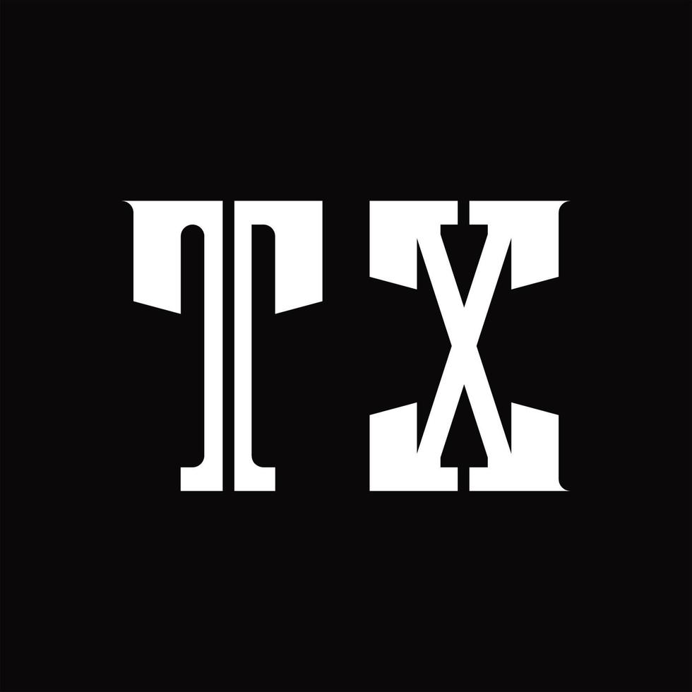 tx logo monogramma con mezzo fetta design modello vettore