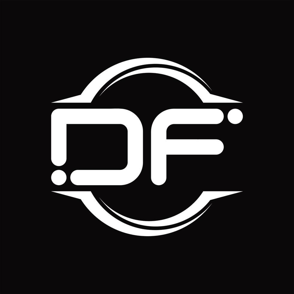 df logo monogramma con cerchio arrotondato fetta forma design modello vettore