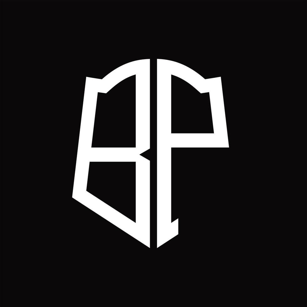 bp logo monogramma con scudo forma nastro design modello vettore