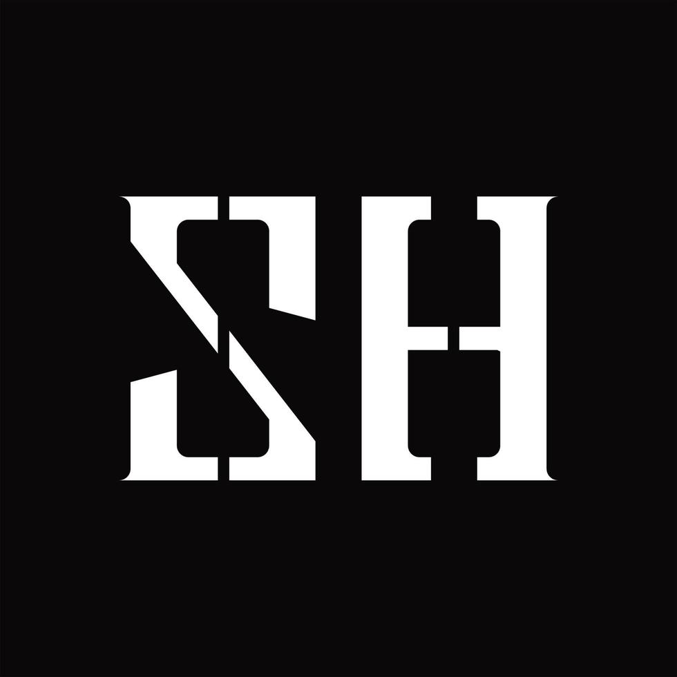 zh logo monogramma con mezzo fetta design modello vettore