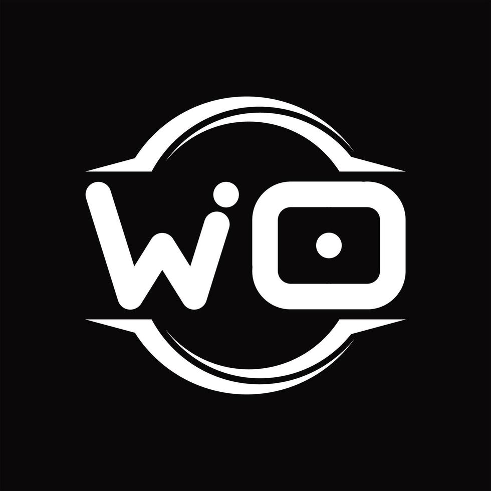 wo logo monogramma con cerchio arrotondato fetta forma design modello vettore