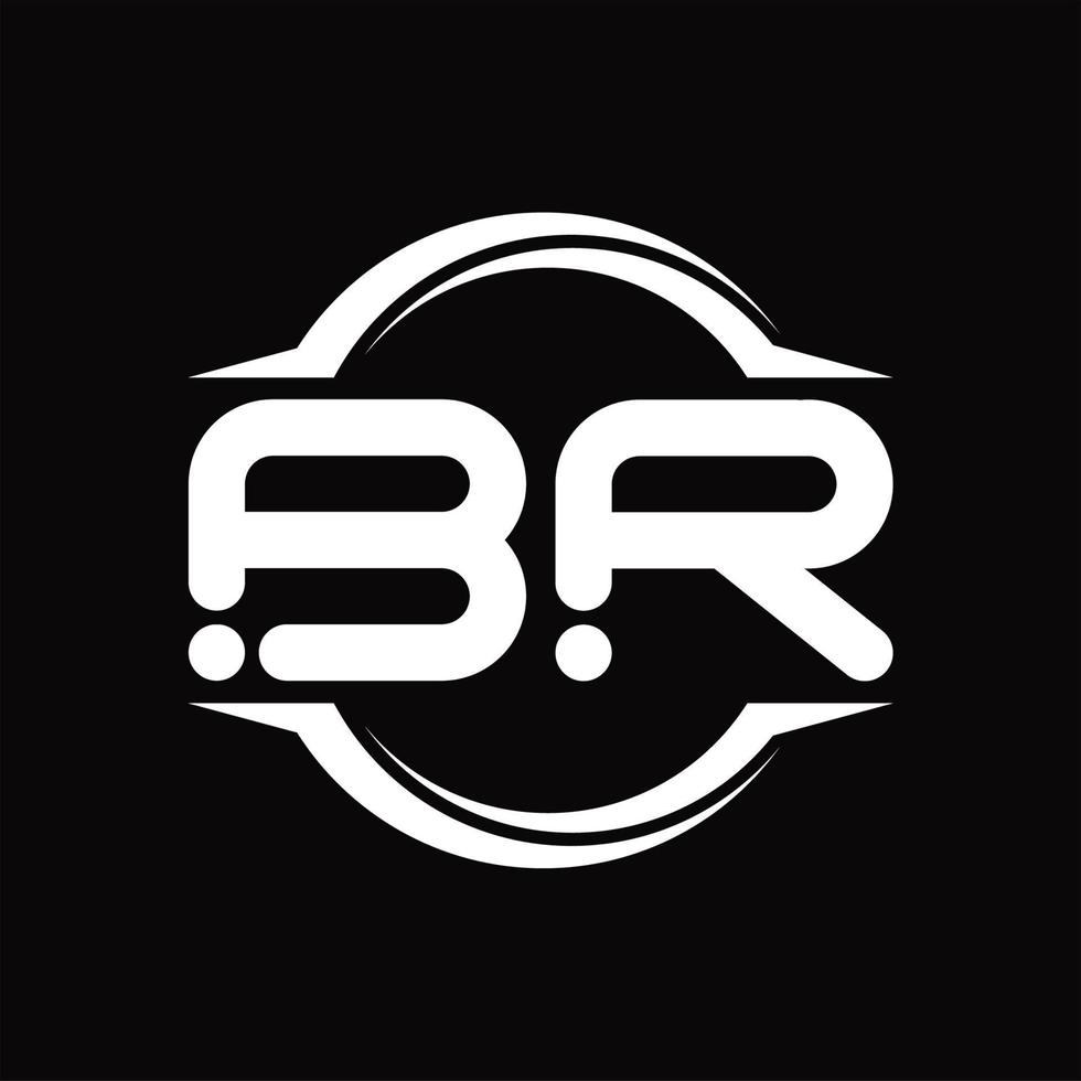 br logo monogramma con cerchio arrotondato fetta forma design modello vettore