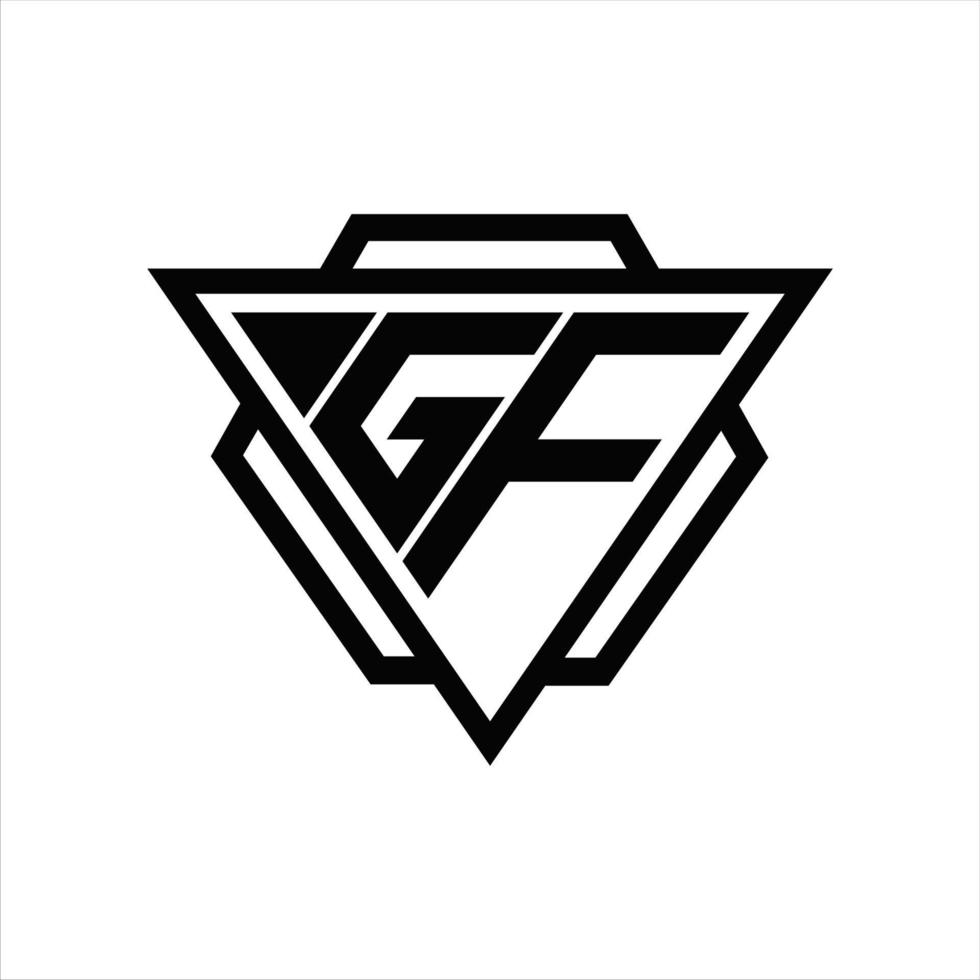gf logo monogramma con triangolo e esagono modello vettore