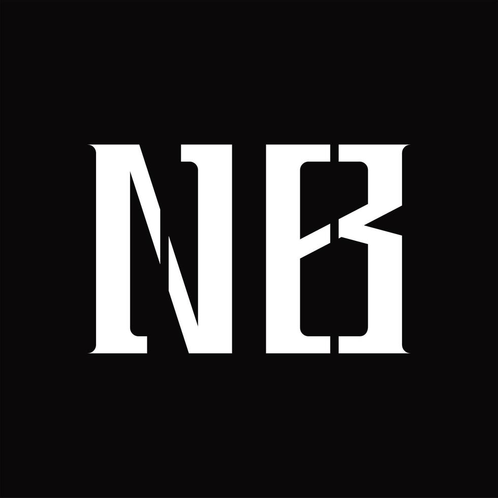 nb logo monogramma con mezzo fetta design modello vettore