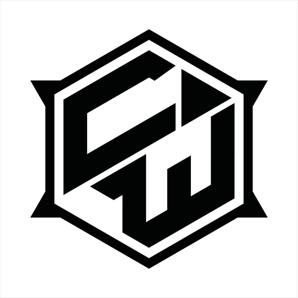 cw logo monogramma design modello vettore