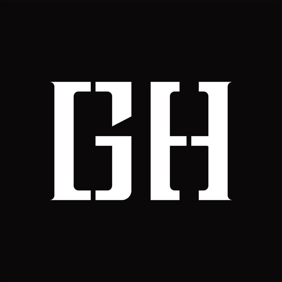 gh logo monogramma con mezzo fetta design modello vettore