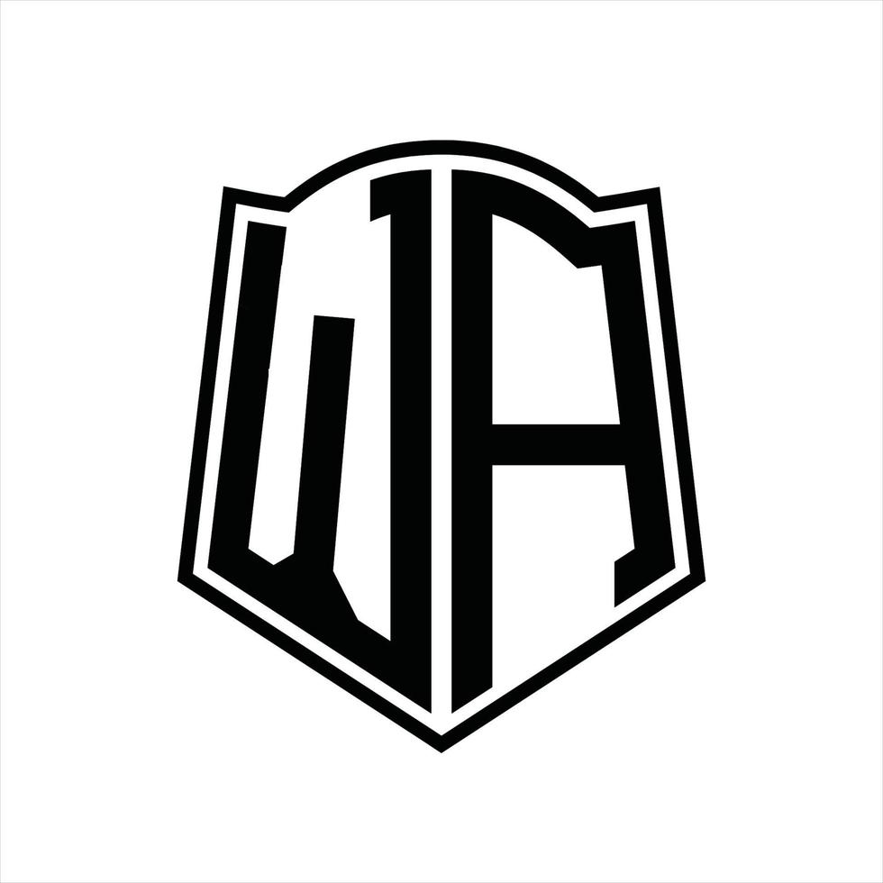 wa logo monogramma con scudo forma schema design modello vettore