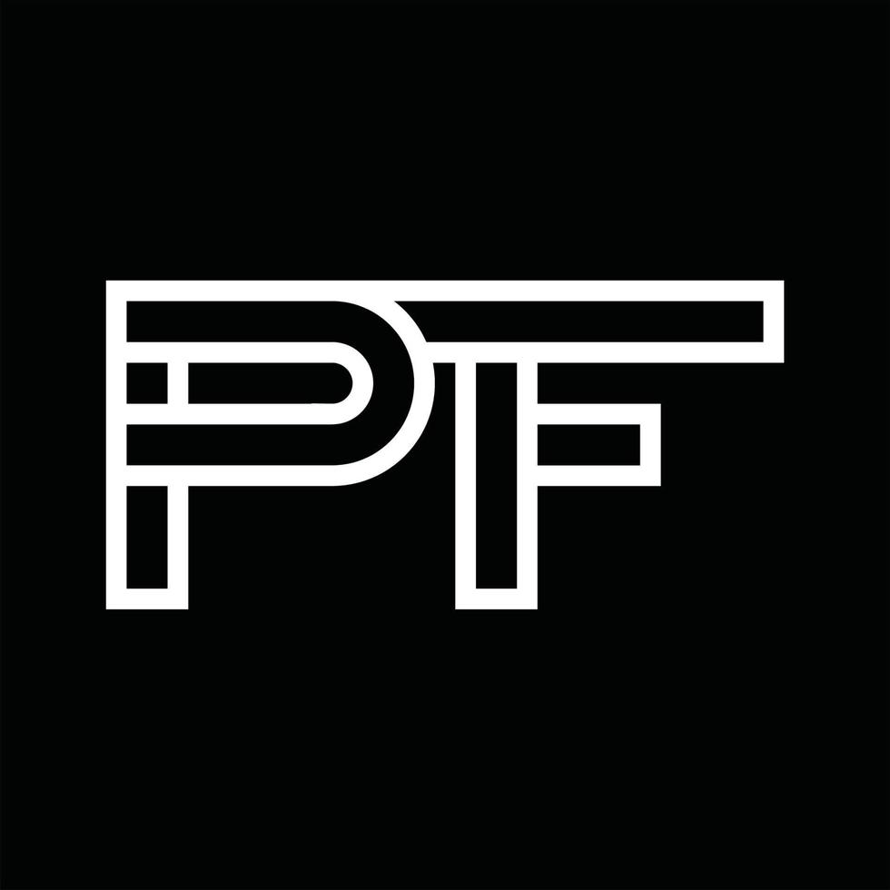 pf logo monogramma con linea stile negativo spazio vettore