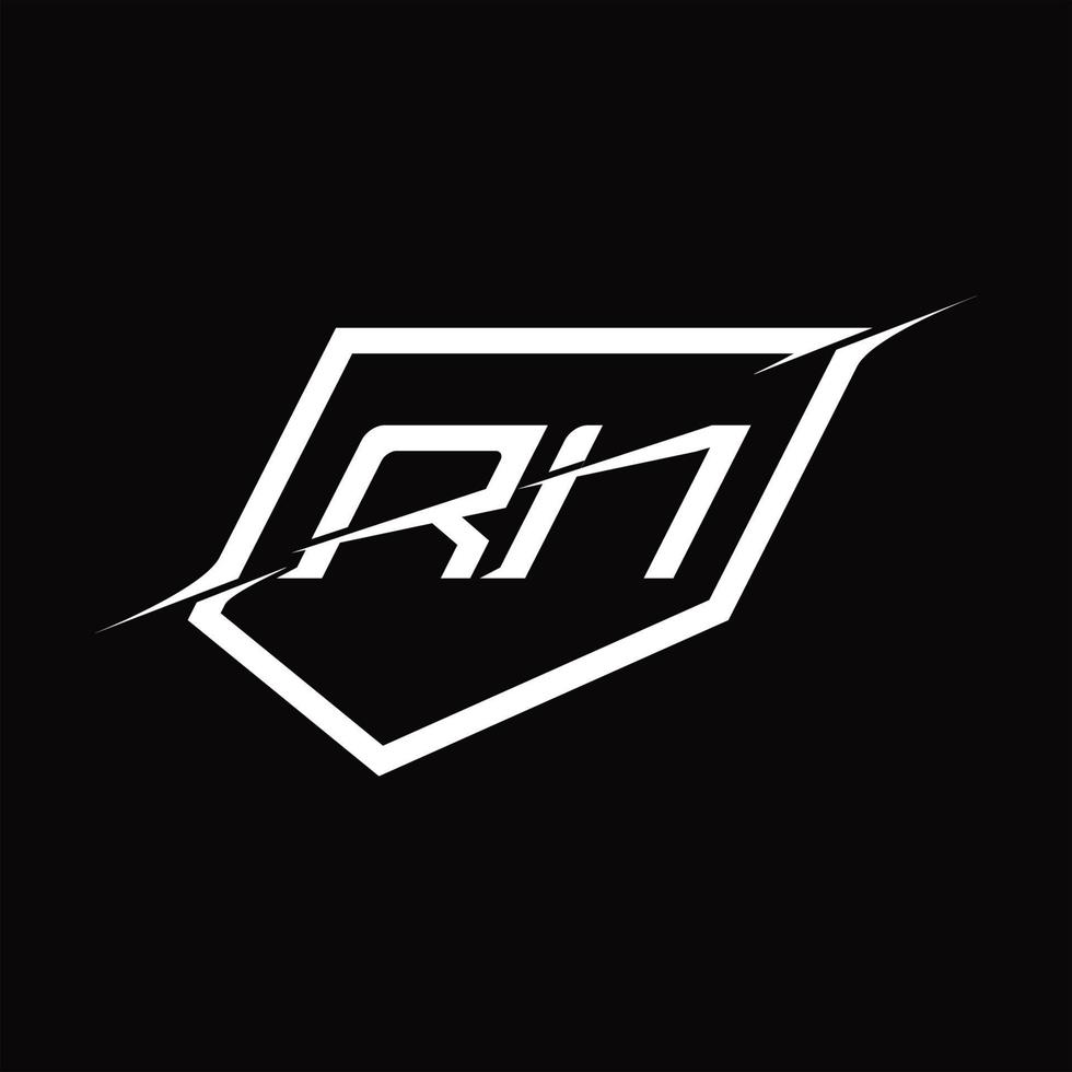 rn logo monogramma lettera con scudo e fetta stile design vettore