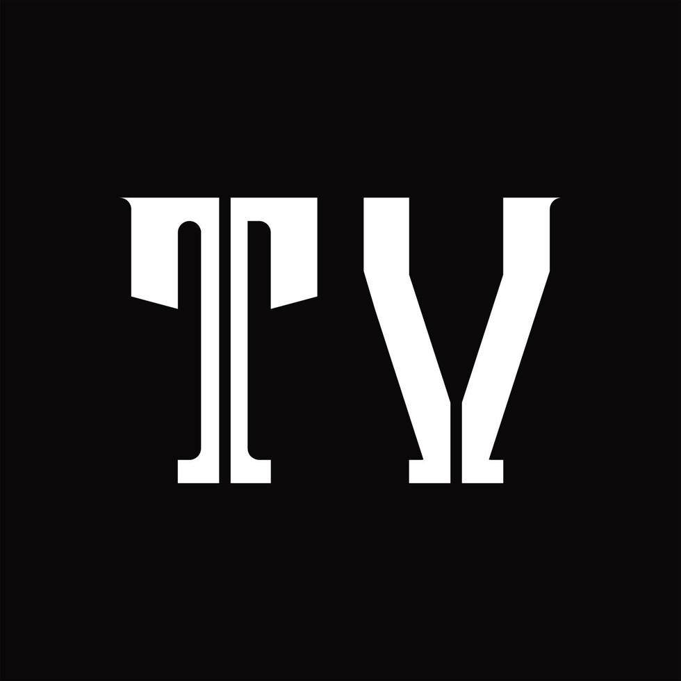 tv logo monogramma con mezzo fetta design modello vettore