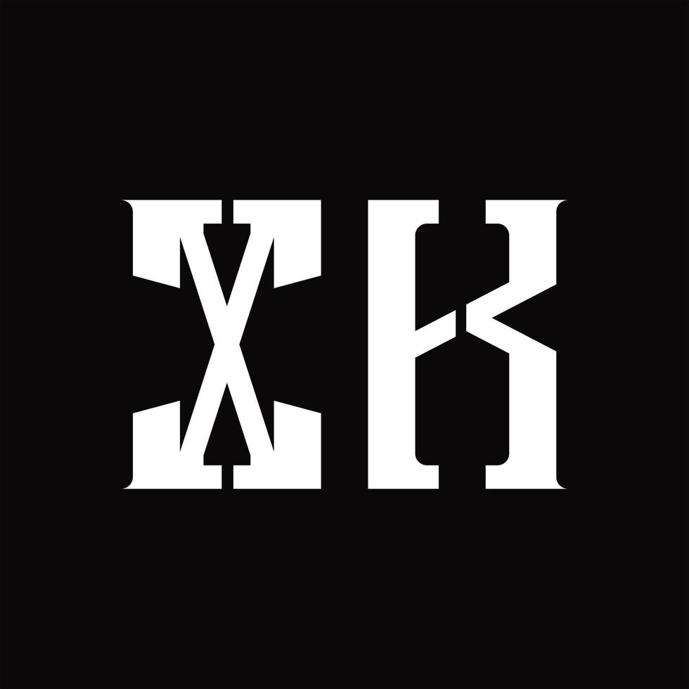 xk logo monogramma con mezzo fetta design modello vettore