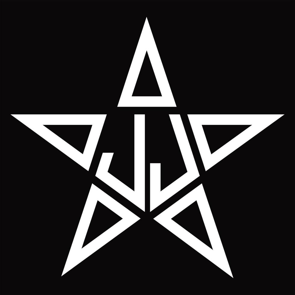 jj logo monogramma con stella forma design modello vettore
