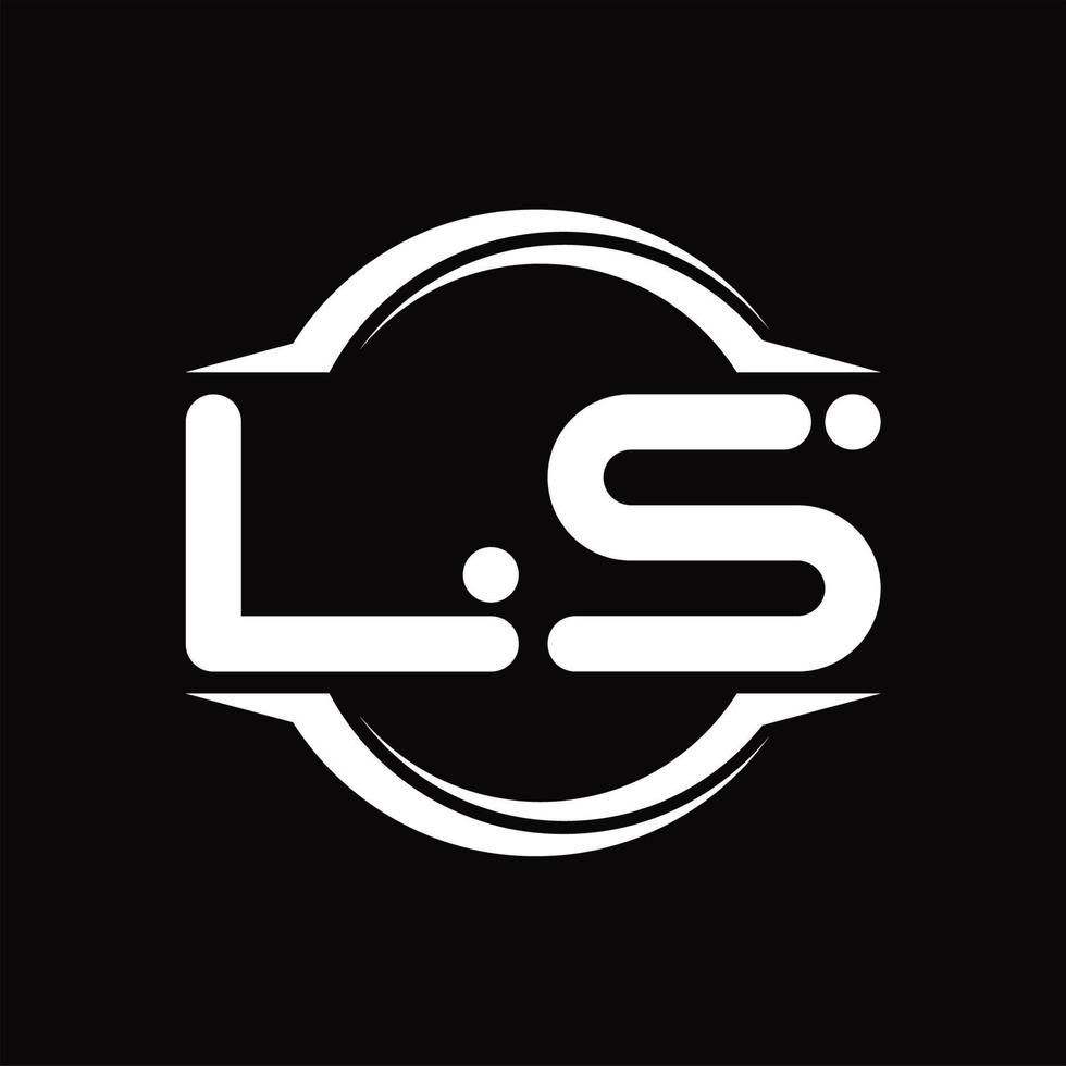 ls logo monogramma con cerchio arrotondato fetta forma design modello vettore