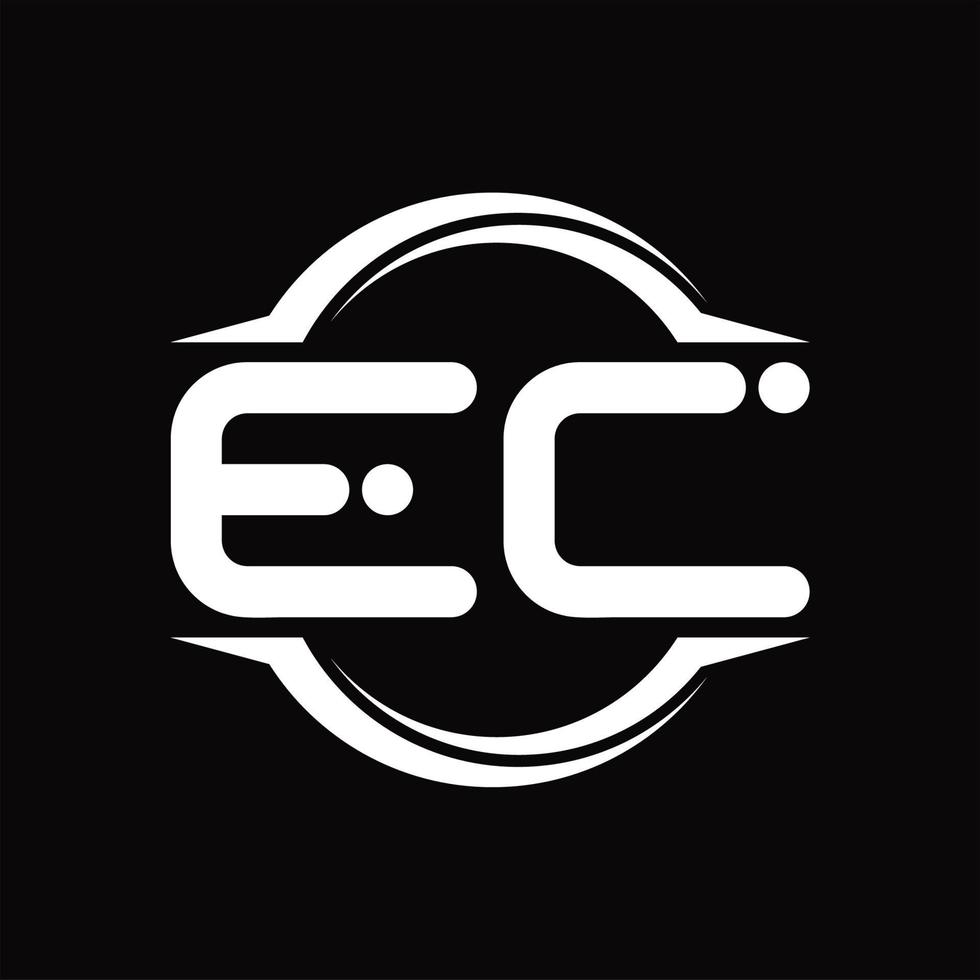 ec logo monogramma con cerchio arrotondato fetta forma design modello vettore