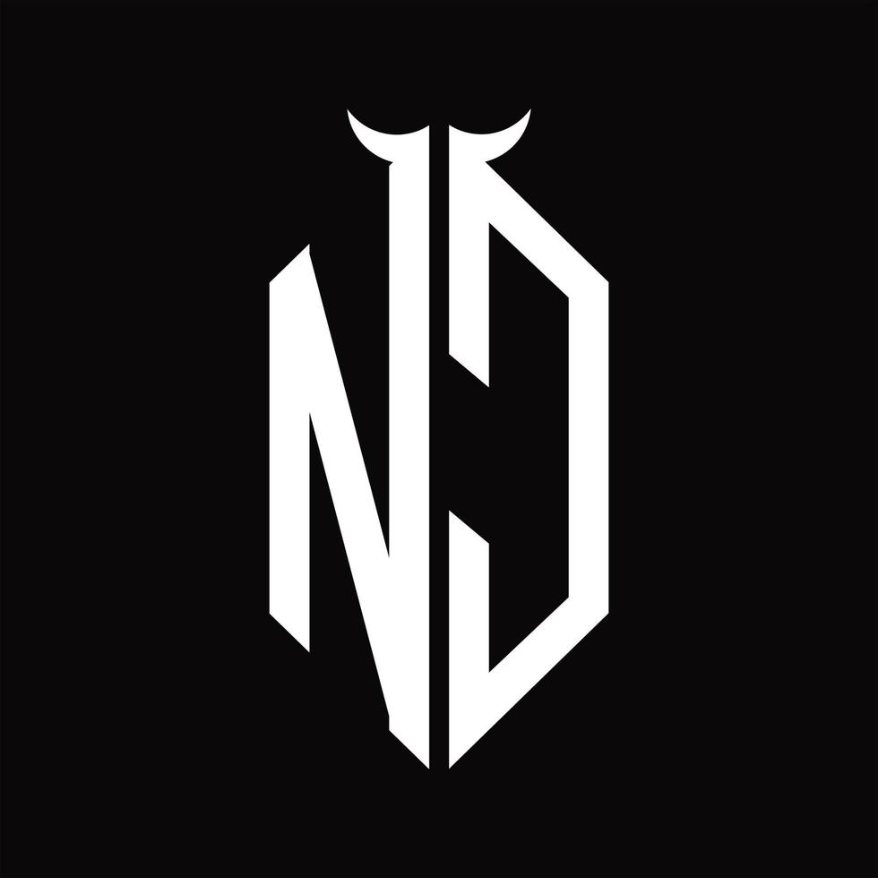 nc logo monogramma con corno forma isolato nero e bianca design modello vettore