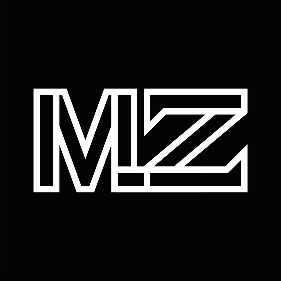 mz logo monogramma con linea stile negativo spazio vettore