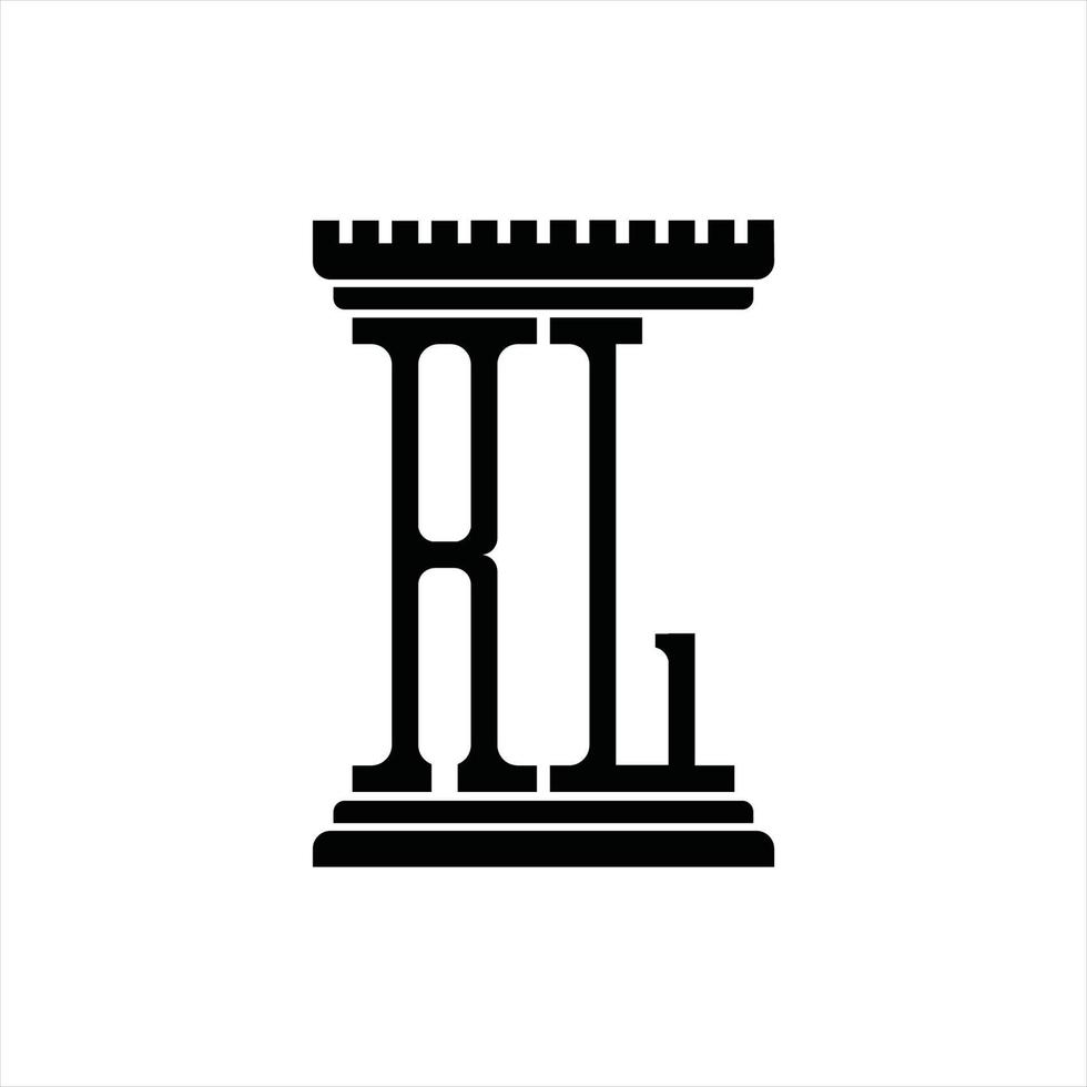 rl logo monogramma con pilastro forma design modello vettore