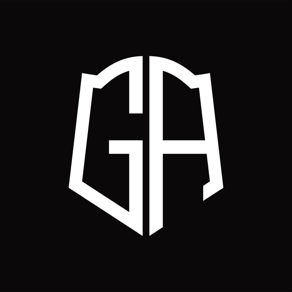 ga logo monogramma con scudo forma nastro design modello vettore