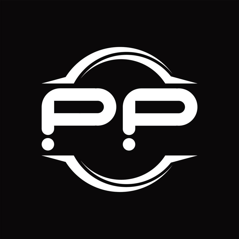 pp logo monogramma con cerchio arrotondato fetta forma design modello vettore
