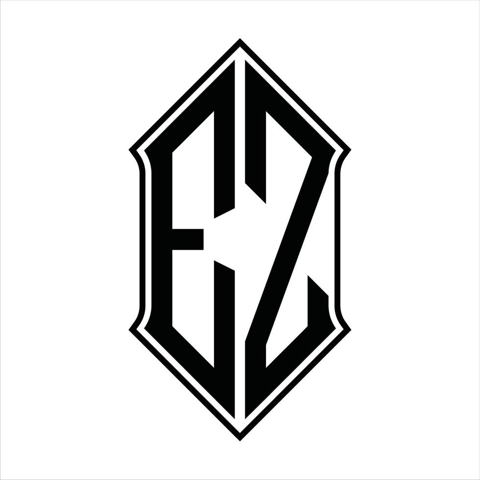 ez logo monogramma con forma di scudo e schema design modello vettore icona astratto