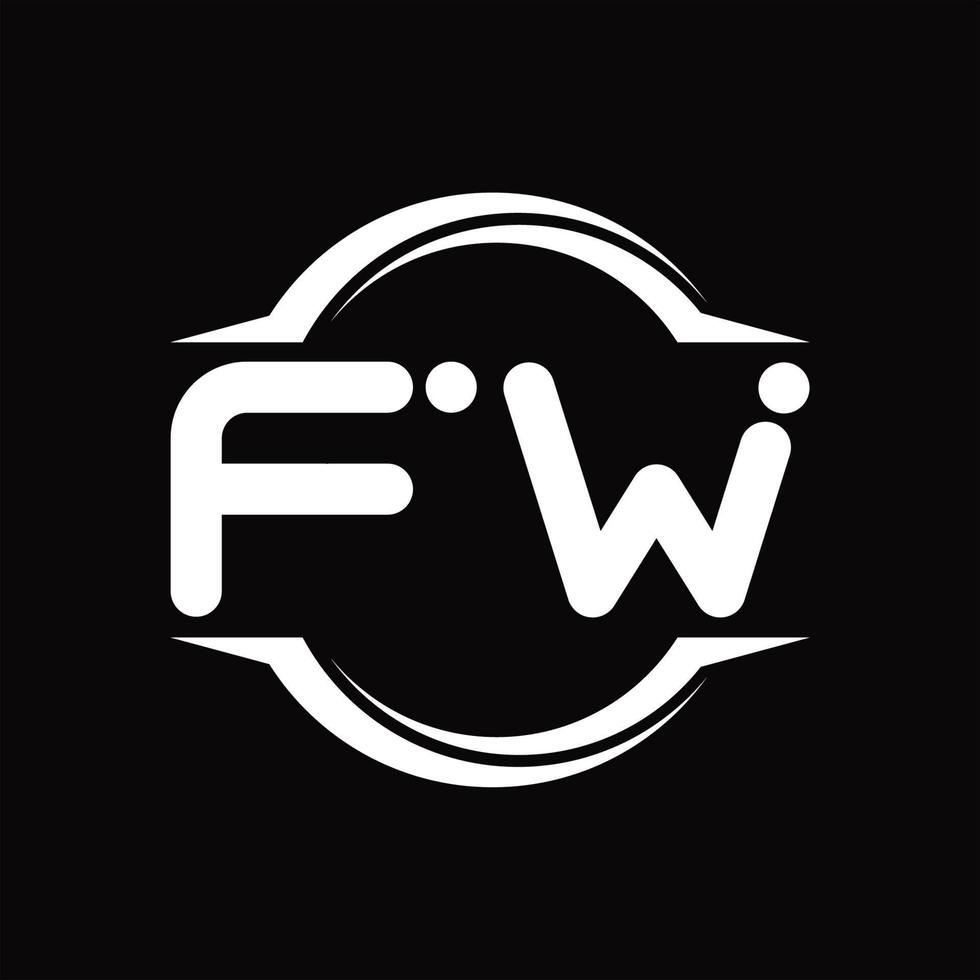 fw logo monogramma con cerchio arrotondato fetta forma design modello vettore