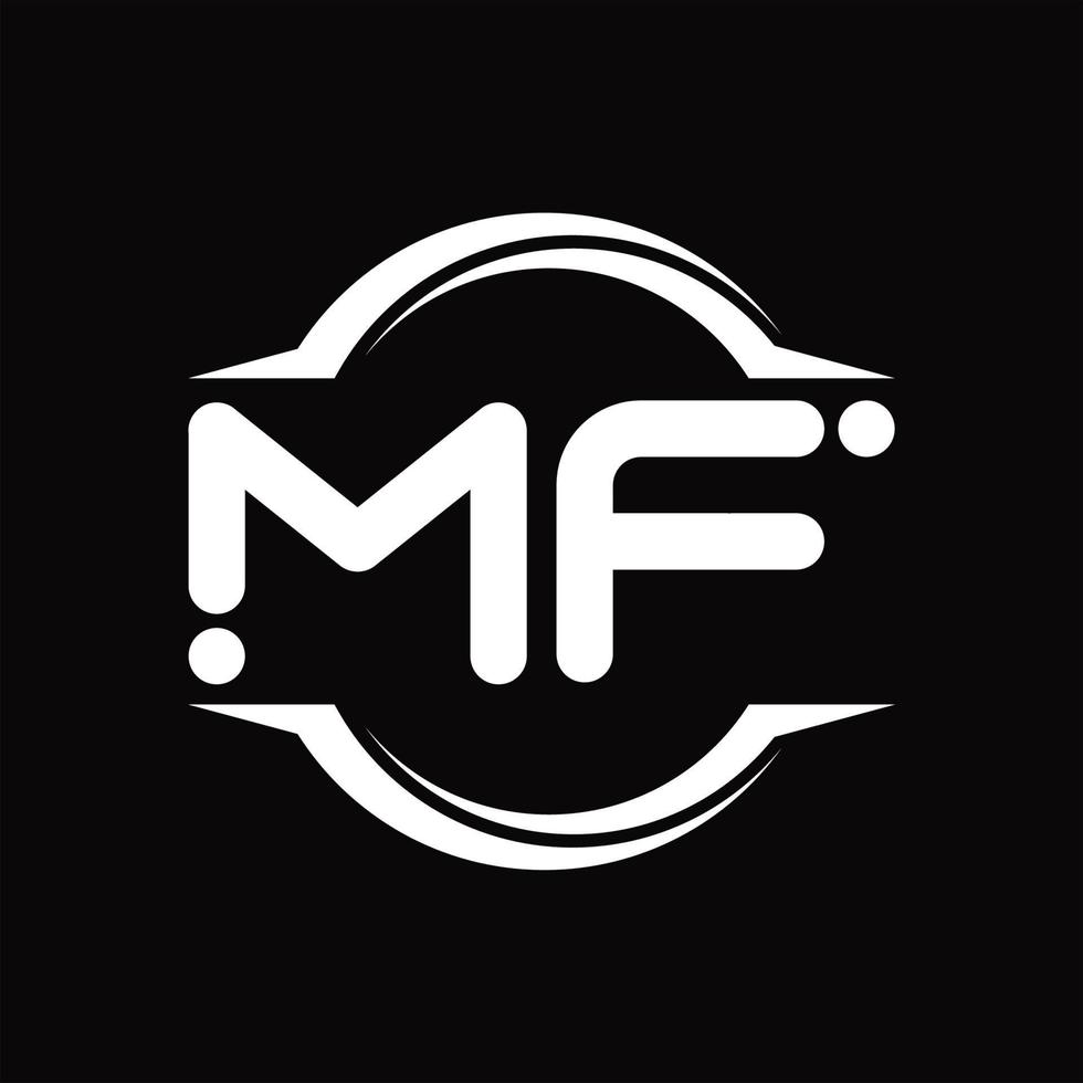 mf logo monogramma con cerchio arrotondato fetta forma design modello vettore