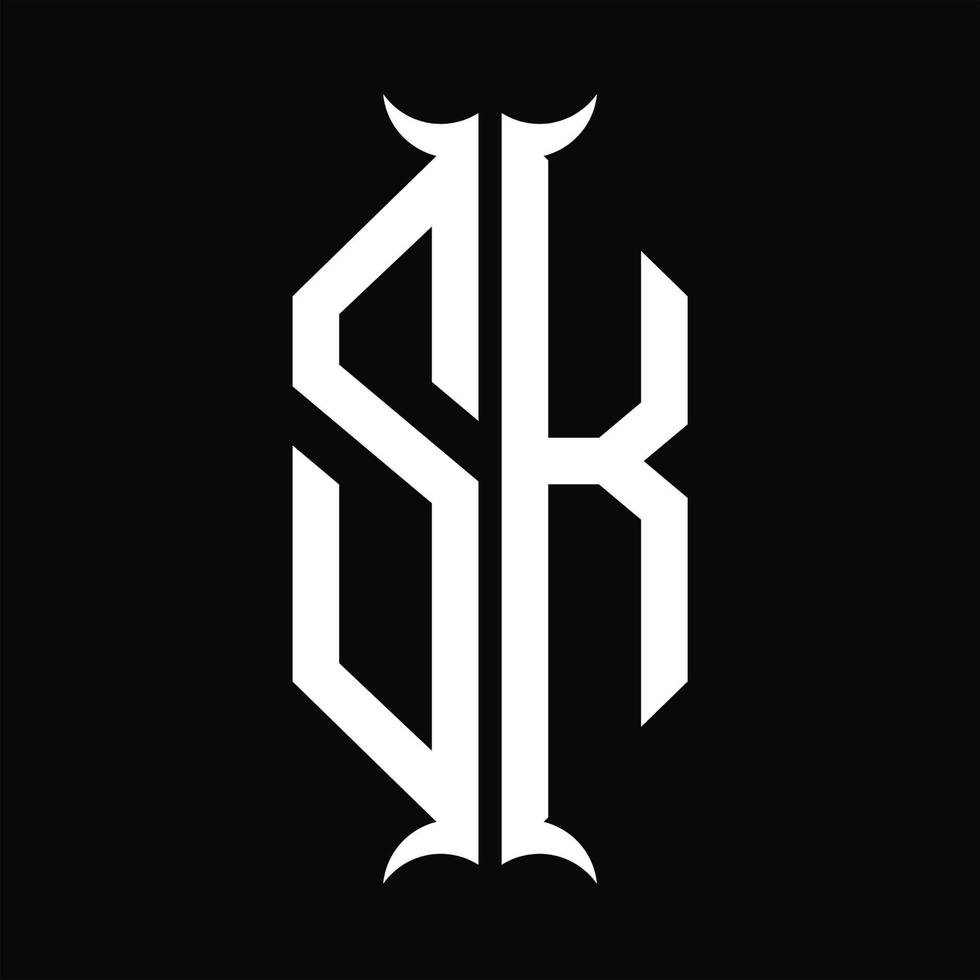 sk logo monogramma con corno forma design modello vettore