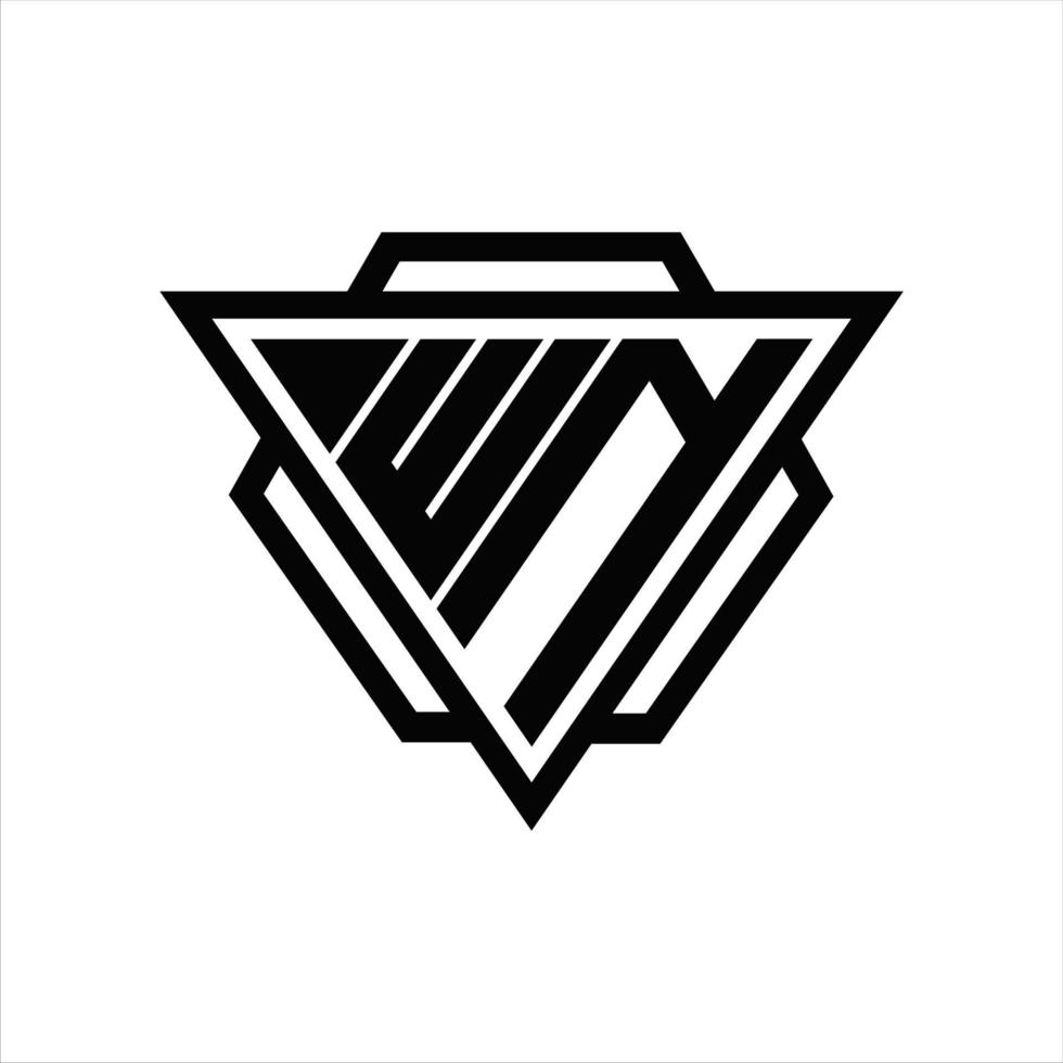 wn logo monogramma con triangolo e esagono modello vettore