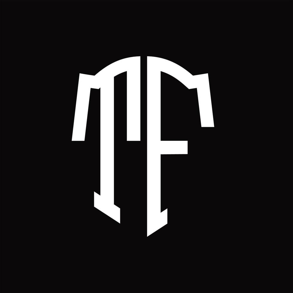 tf logo monogramma con scudo forma nastro design modello vettore