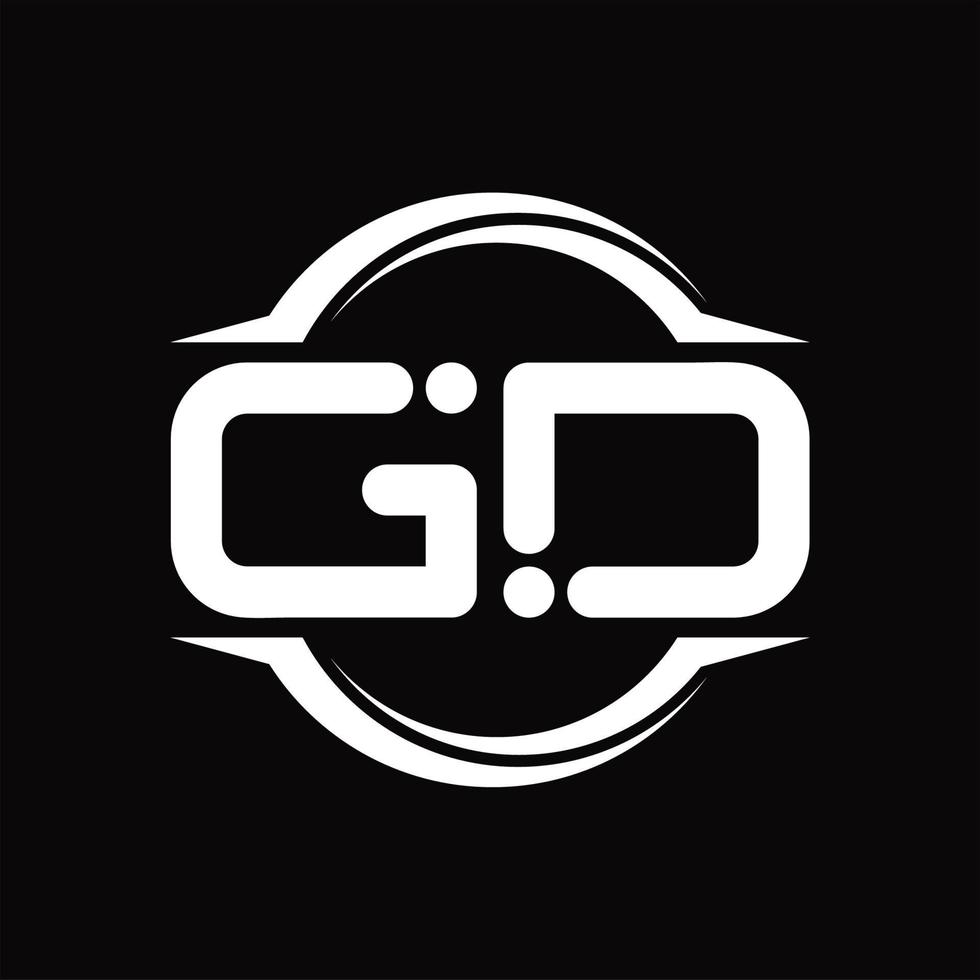 gd logo monogramma con cerchio arrotondato fetta forma design modello vettore