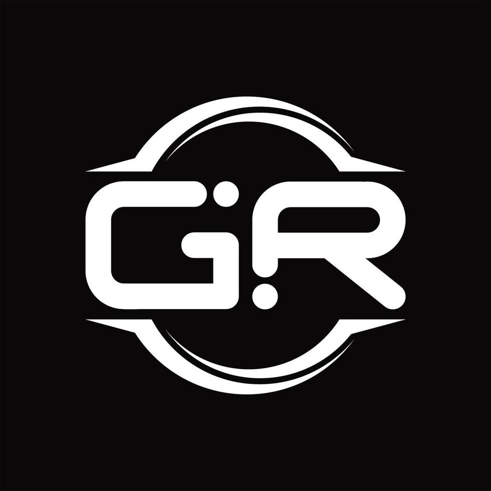 gr logo monogramma con cerchio arrotondato fetta forma design modello vettore